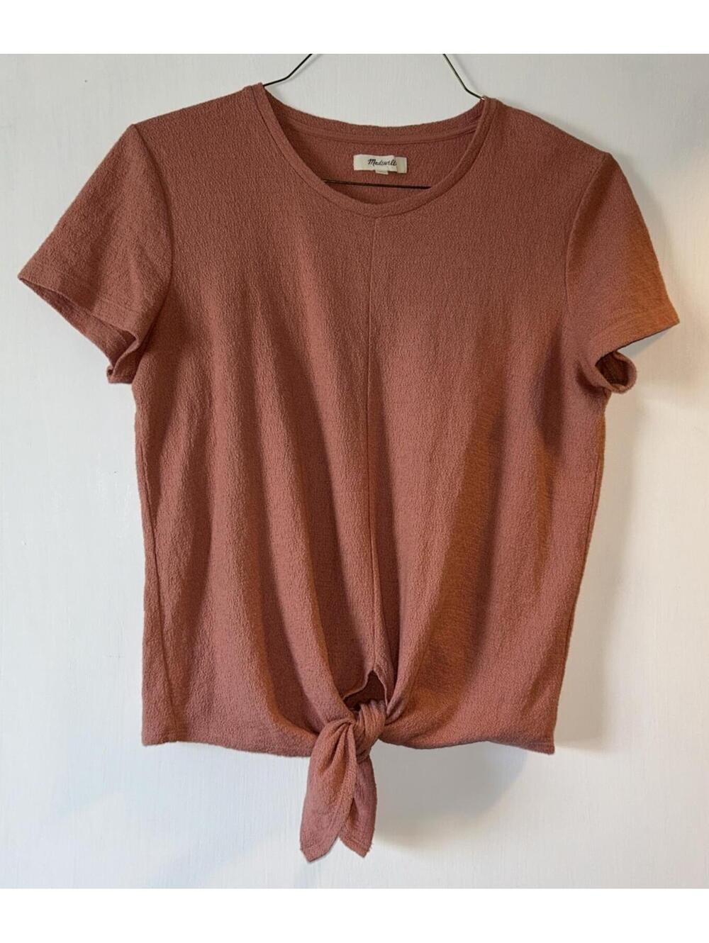Madewell Tie Front Pink Textured Shirt Top Blouse Women's size M